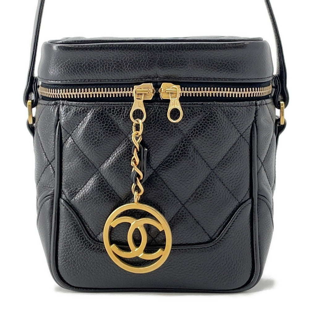CHANEL Matelasse Chain vanity bag Black Caviar Leather