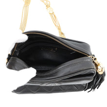将图像加载到图库查看器中，CHANEL Tassel Matelasse Chain Shoulder Black Lambskin
