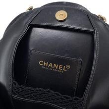 Load image into Gallery viewer, CHANEL Camellia ChainPochette Black Satin Leather
