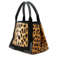 Load image into Gallery viewer, BALENCIAGA Navy Cabas Leopard Black/Brown339933 Canvas Leather Size S

