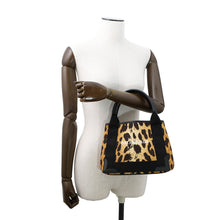 将图像加载到图库查看器中，BALENCIAGA Navy Kabas Brown/Black390346 Canvas Leather Size XS
