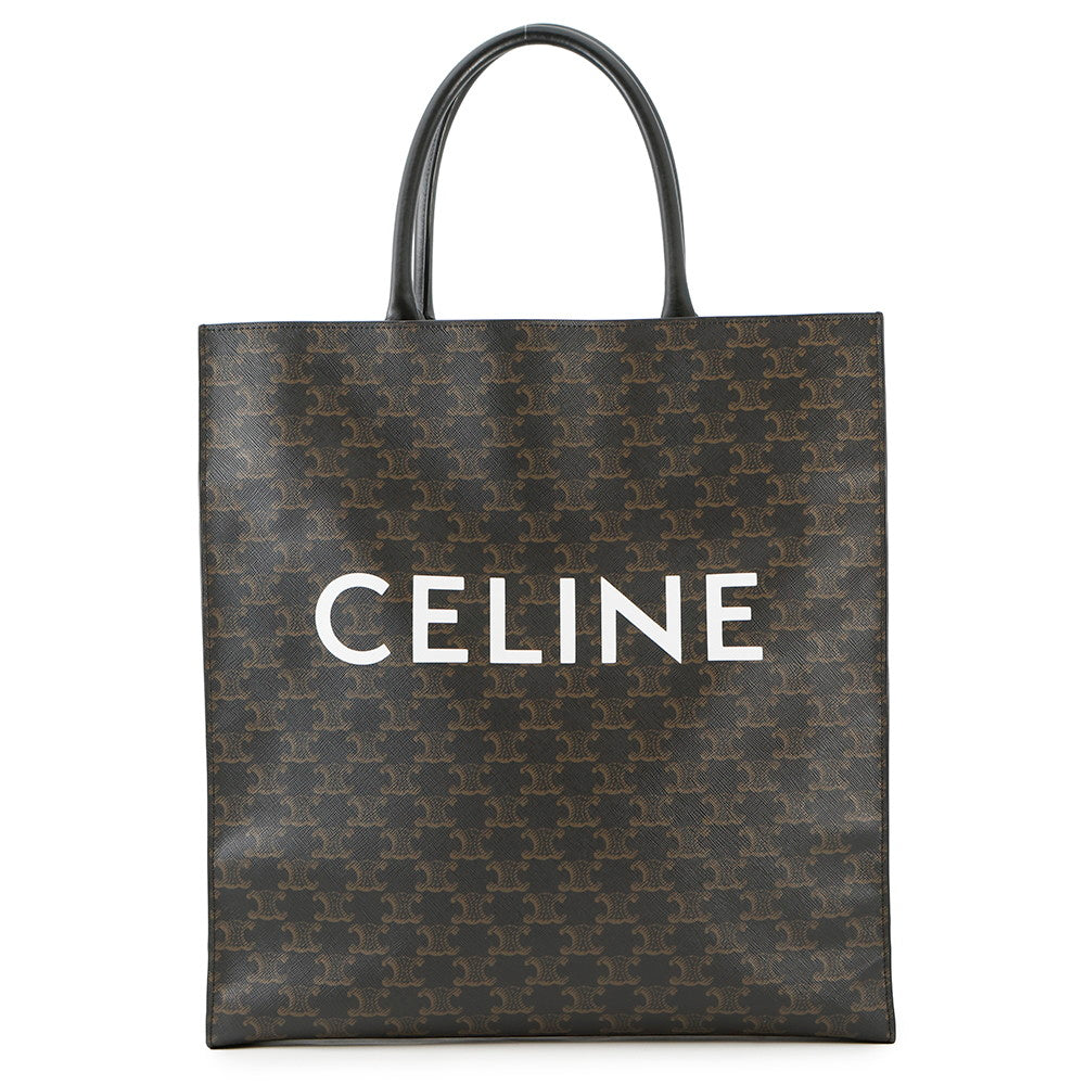 CELINE Triomphe Vertical Cabas Tote Black190972 PVC Leather Size Large