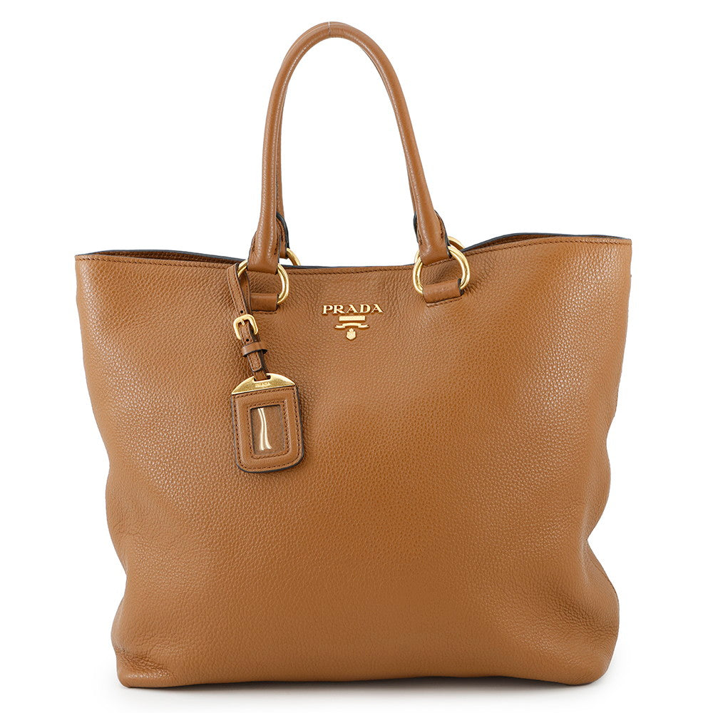 PRADA Vitello Phoenix Tote Brown1BG865 Leather