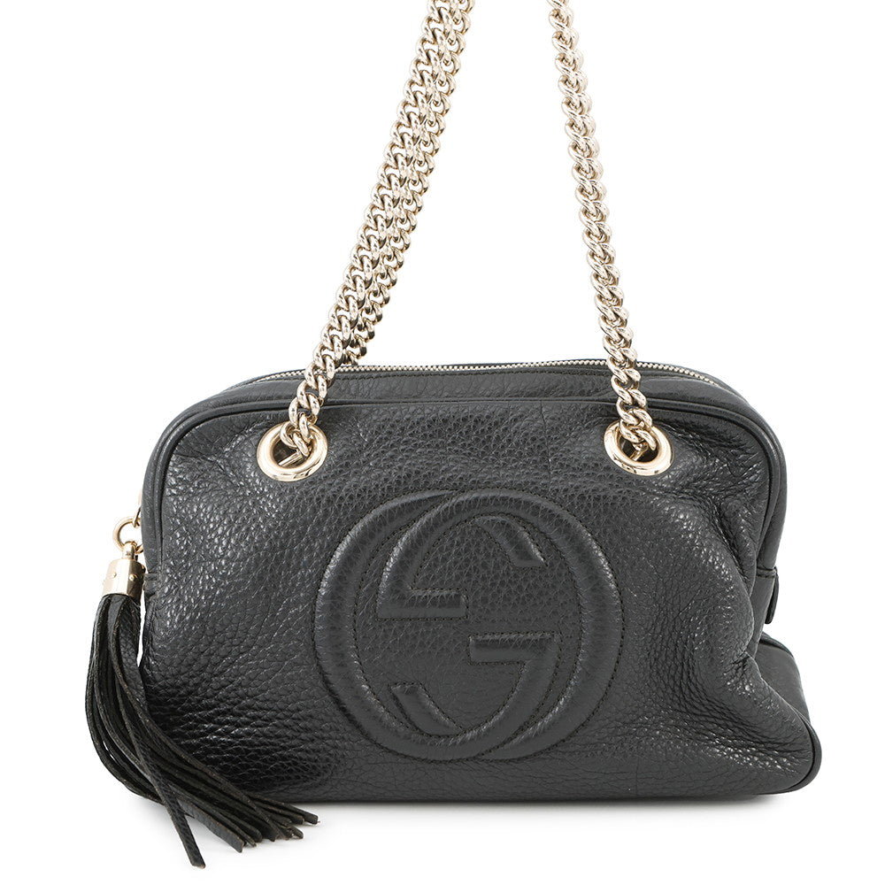 GUCCI Soho Interlocking G Shoulder Black308983 Leather