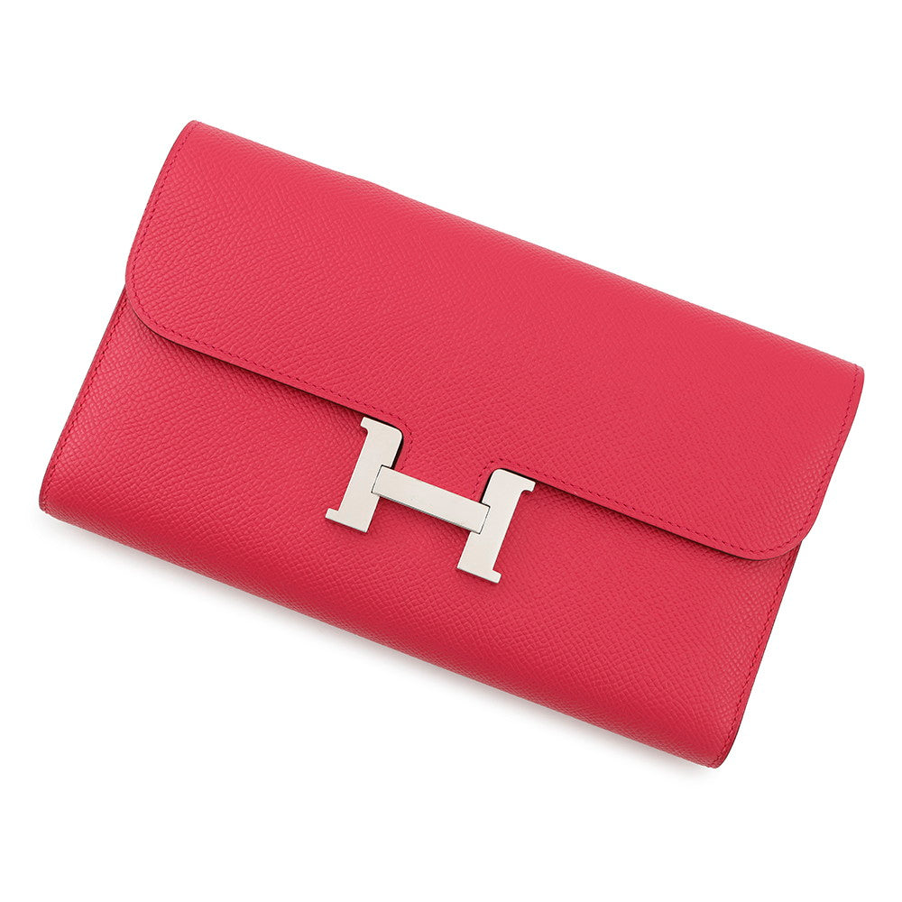 HERMES Constance Wallet Rose Extreme Epsom