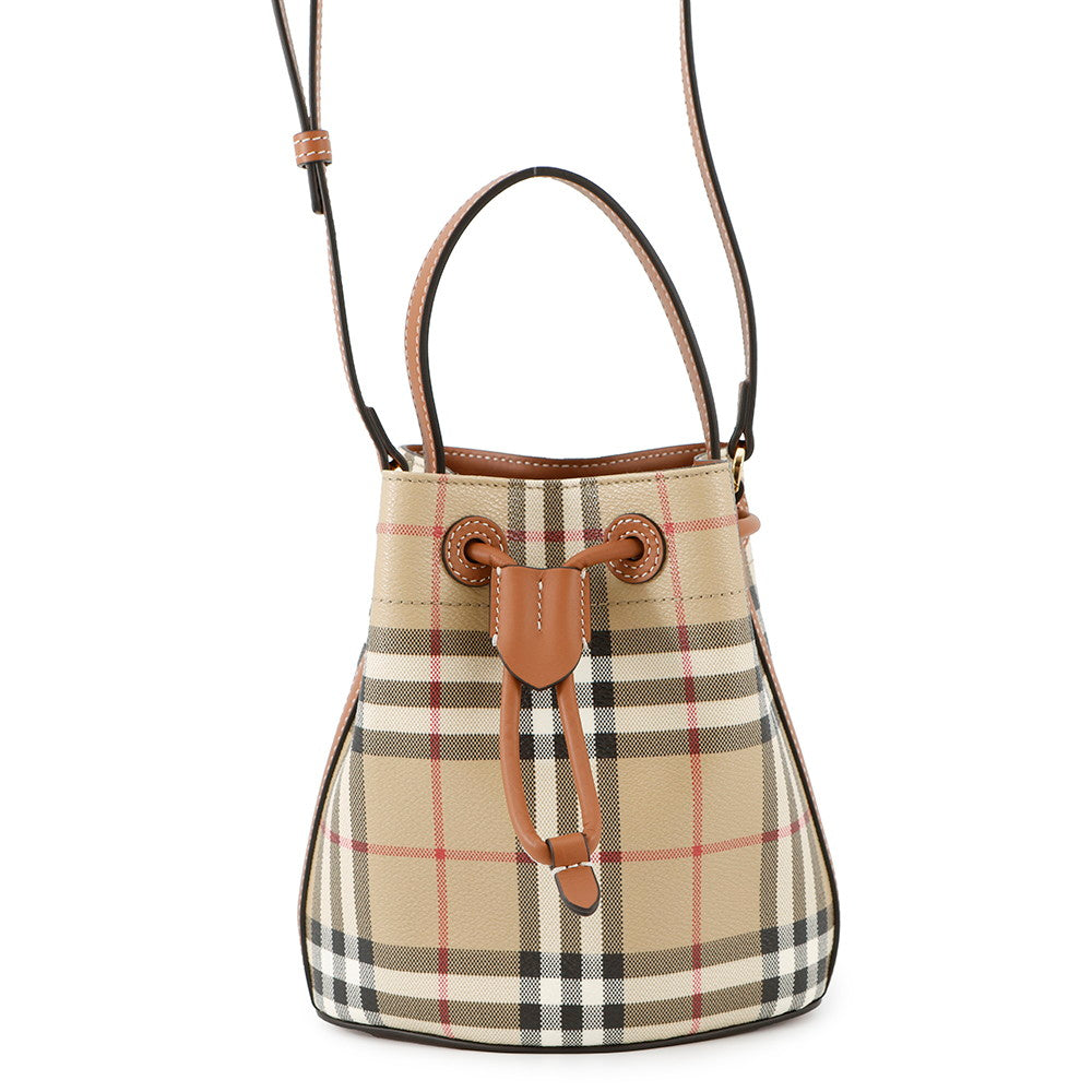 BURBERRY checked bucket bag Archive Beige/Briar Brown81004861 PVC Leather Size Mini