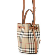 将图像加载到图库查看器中，BURBERRY checked bucket bag Archive Beige/Briar Brown81004861 PVC Leather Size Mini
