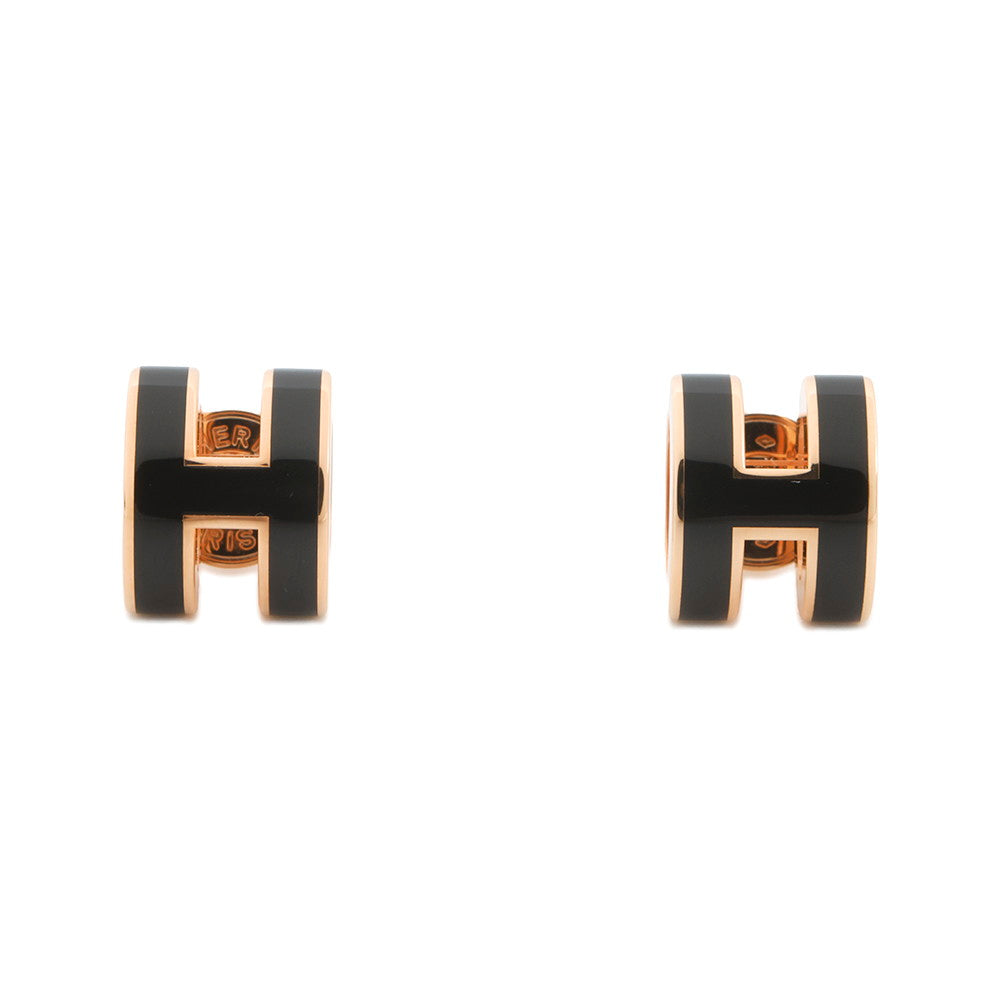 HERMES Pop Ash Mini Earrings Size Mini Black Metal
