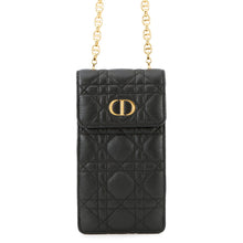 将图像加载到图库查看器中，Dior Cannage CARO Phone Holder BlackS5105UWHC_M900 Calf Leather
