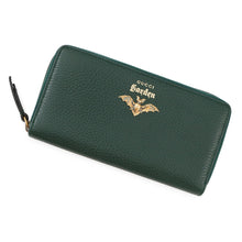 将图像加载到图库查看器中，GUCCI Gucci Garden Round Zip Long Wallet Bat Design Green516942 Leather
