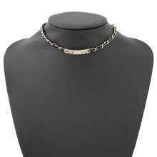将图像加载到图库查看器中，CHANEL With logo Chain choker BlackAB4711 Gold Plated Leather
