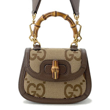 Load image into Gallery viewer, GUCCI Bamboo 1947 Jumbo GG Top Handle Bag Beige/Brown686864 Canvas Leather Size Mini

