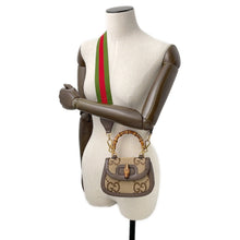 Load image into Gallery viewer, GUCCI Bamboo 1947 Jumbo GG Top Handle Bag Beige/Brown686864 Canvas Leather Size Mini
