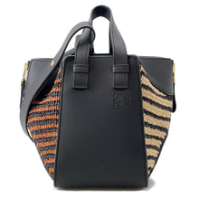 将图像加载到图库查看器中，LOEWE hammock Black/Orange/Natural Raffia Leather Size compact
