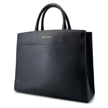 Load image into Gallery viewer, BVLGARI Logo Tote Bag Black Leather
