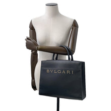 Load image into Gallery viewer, BVLGARI Logo Tote Bag Black Leather
