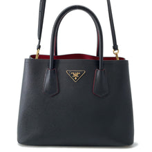 将图像加载到图库查看器中，PRADA Saffiano Leather 2WAYHandbag Black/Red1BG887 Leather
