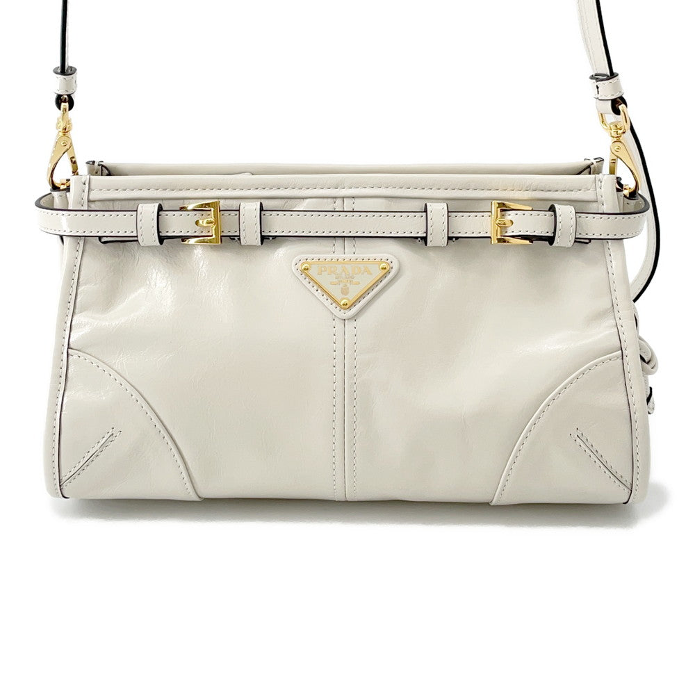 PRADA Bonnie Shoulder Bag White1BH215 Leather Size Small