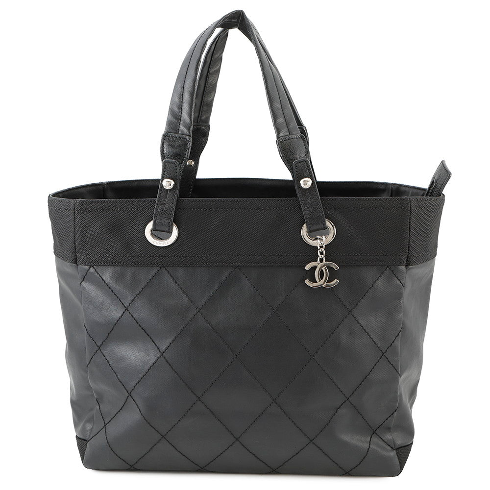 CHANEL Paris-Biarritz Tote Bag BlackA34209 Leather Canvas Size MM