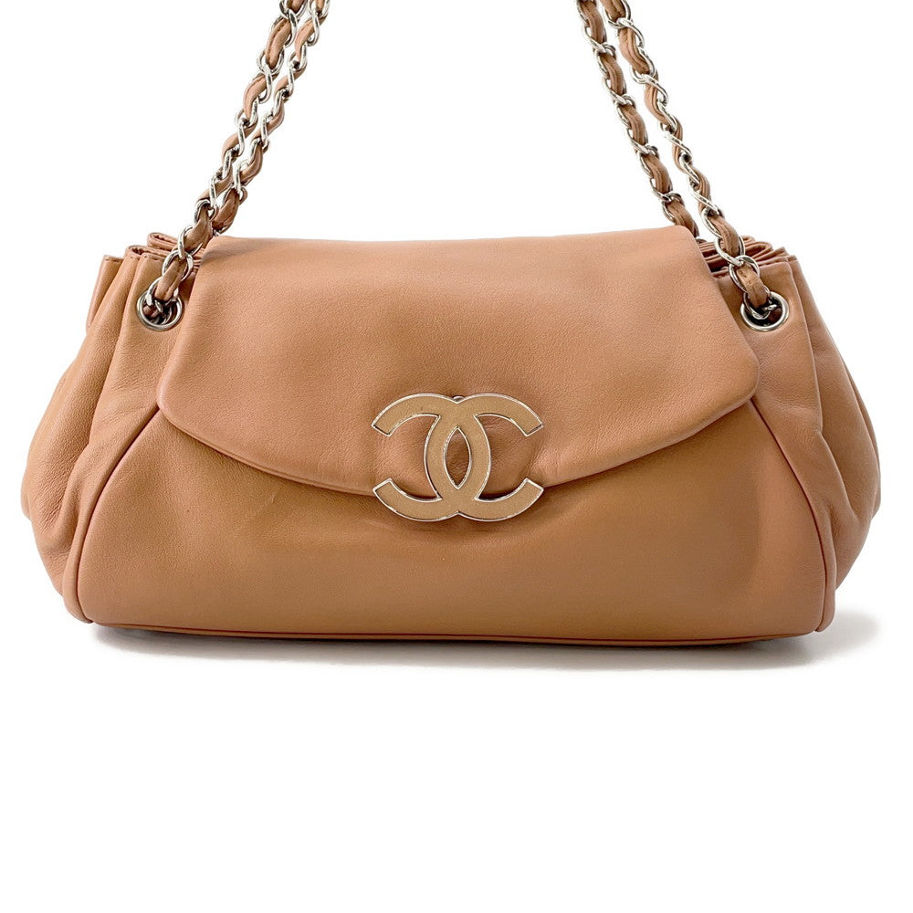 CHANEL CC Logo ChainShoulder Bag Brown Lambskin