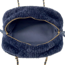 Load image into Gallery viewer, CHANEL Coco Neige Bowling Bag NavyAS5059 Shearling Lambskin Size Large
