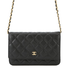 将图像加载到图库查看器中，CHANEL Matelasse Chain wallet BlackAP0250 Caviar Leather
