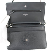Load image into Gallery viewer, CHANEL CC Logo Chain Wallet BlackA48654 Caviar Leather
