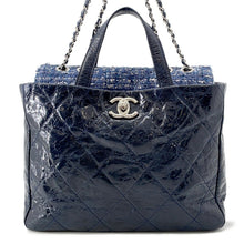 将图像加载到图库查看器中，CHANEL Portobello Matelasse ChainTote Bag NavyA46148 Vintage Leather Tweed
