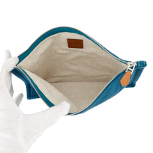 将图像加载到图库查看器中，HERMES Velocipedist Pouch Blue Cotton100%
