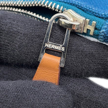 将图像加载到图库查看器中，HERMES Velocipedist Pouch Blue Cotton100%
