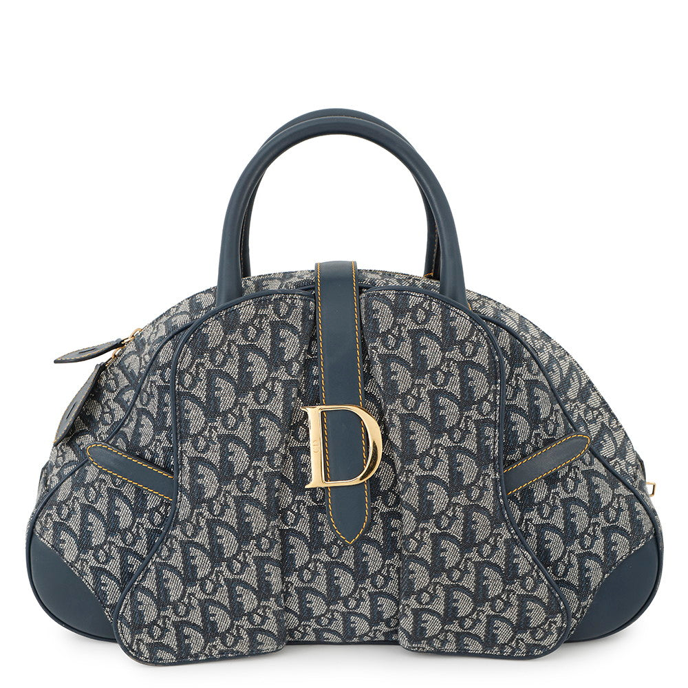 Dior Trotter double saddle bag Navy Canvas Leather