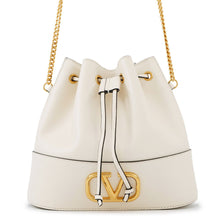 Load image into Gallery viewer, Valentino Garavani V Logo Bucket Bag Shoulder Bag Ivory3W2P0T83HPF Leather
