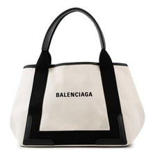 Load image into Gallery viewer, BALENCIAGA Navy Kabas Natural/Black339933 Canvas Leather Size S
