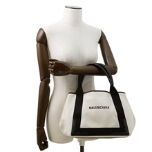 Load image into Gallery viewer, BALENCIAGA Navy Kabas Natural/Black339933 Canvas Leather Size S
