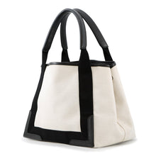 Load image into Gallery viewer, BALENCIAGA Navy Kabas Natural/Black339933 Canvas Leather Size S
