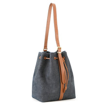 将图像加载到图库查看器中，MIUMIU Bucket bag Navy/Brown5BE089 Denim Leather
