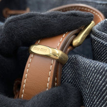 将图像加载到图库查看器中，MIUMIU Bucket bag Navy/Brown5BE089 Denim Leather
