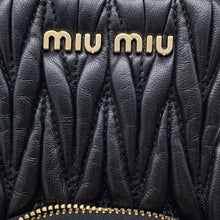将图像加载到图库查看器中，MIUMIU Matelasse Pearl Chain Crystal Shoulder Pouch Black5BP066 Leather
