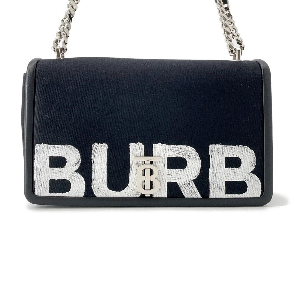 BURBERRY Roller ChainShoulder Black/White Canvas Leather