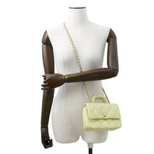 Load image into Gallery viewer, CHANEL Top handle Matelasse Shoulder YellowAS4543 Shiny Calf Leather Size Mini
