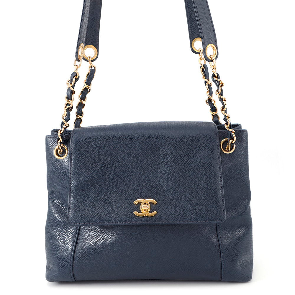 CHANEL ★ChainShoulder Navy Caviar Leather