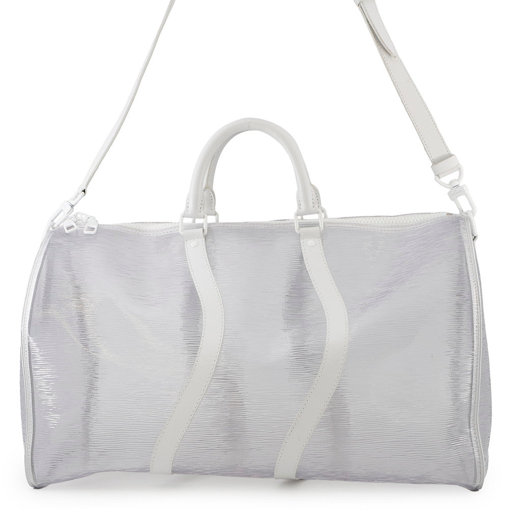 LOUIS VUITTON Epi Leather Plage Keepall Bandouliere White/TransparentM55814 PVC Size 50