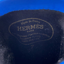 将图像加载到图库查看器中，HERMES Gloves Lisbon Blue Agate Lambskin Size 7
