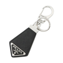 将图像加载到图库查看器中，PRADA Saffiano Leather Triangle Logo Key Ring Black2PP041 Leather
