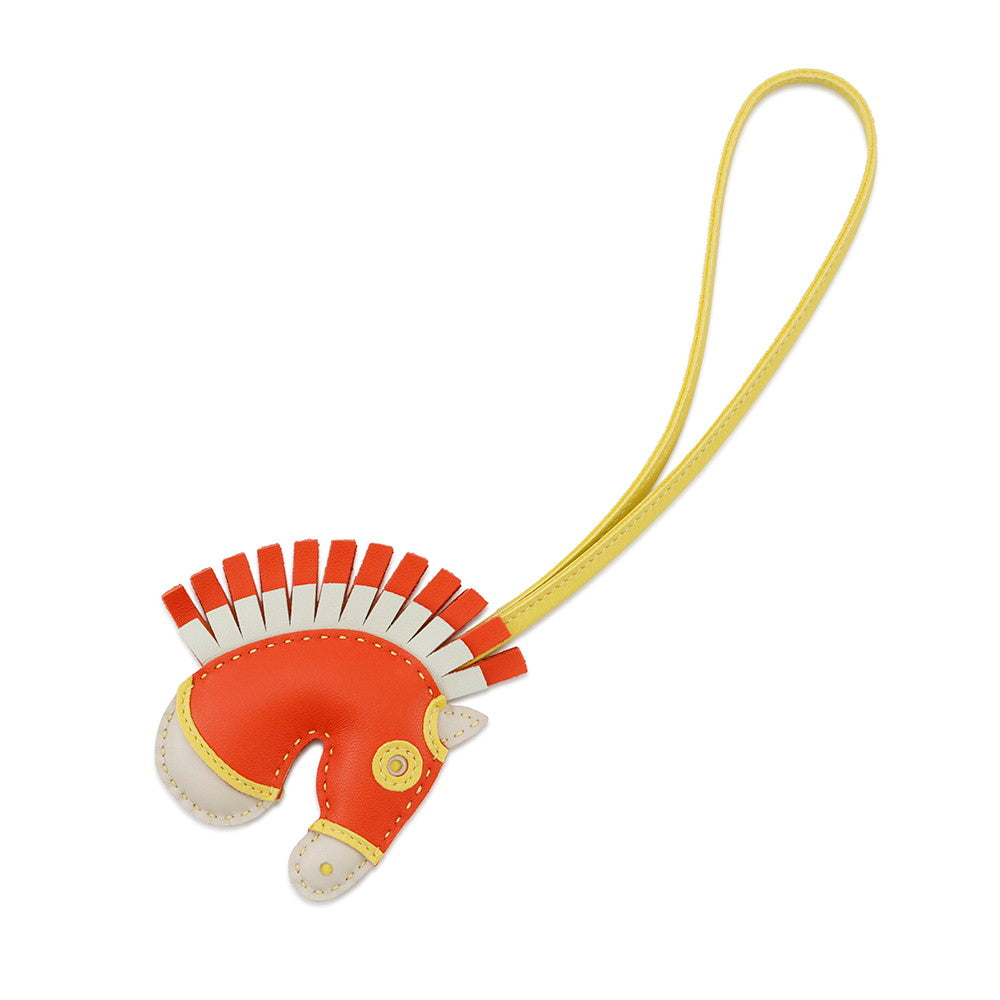 HERMES JeezyCamail Bag Charm Orange/Lime/Craie/Vert Fizz Lambskin