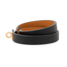 Load image into Gallery viewer, HERMES Double Tour Bracelet Size T2 Black Swift Leather
