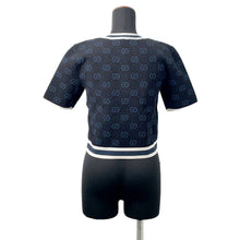 将图像加载到图库查看器中，GUCCI GG Stretch Shot Knitted Fabric Size S Navy756991 Rayon63% Nylon21% Polyester13% Polyurethane3%
