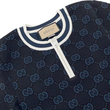 将图像加载到图库查看器中，GUCCI GG Stretch Shot Knitted Fabric Size S Navy756991 Rayon63% Nylon21% Polyester13% Polyurethane3%
