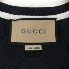 将图像加载到图库查看器中，GUCCI GG Stretch Shot Knitted Fabric Size S Navy756991 Rayon63% Nylon21% Polyester13% Polyurethane3%
