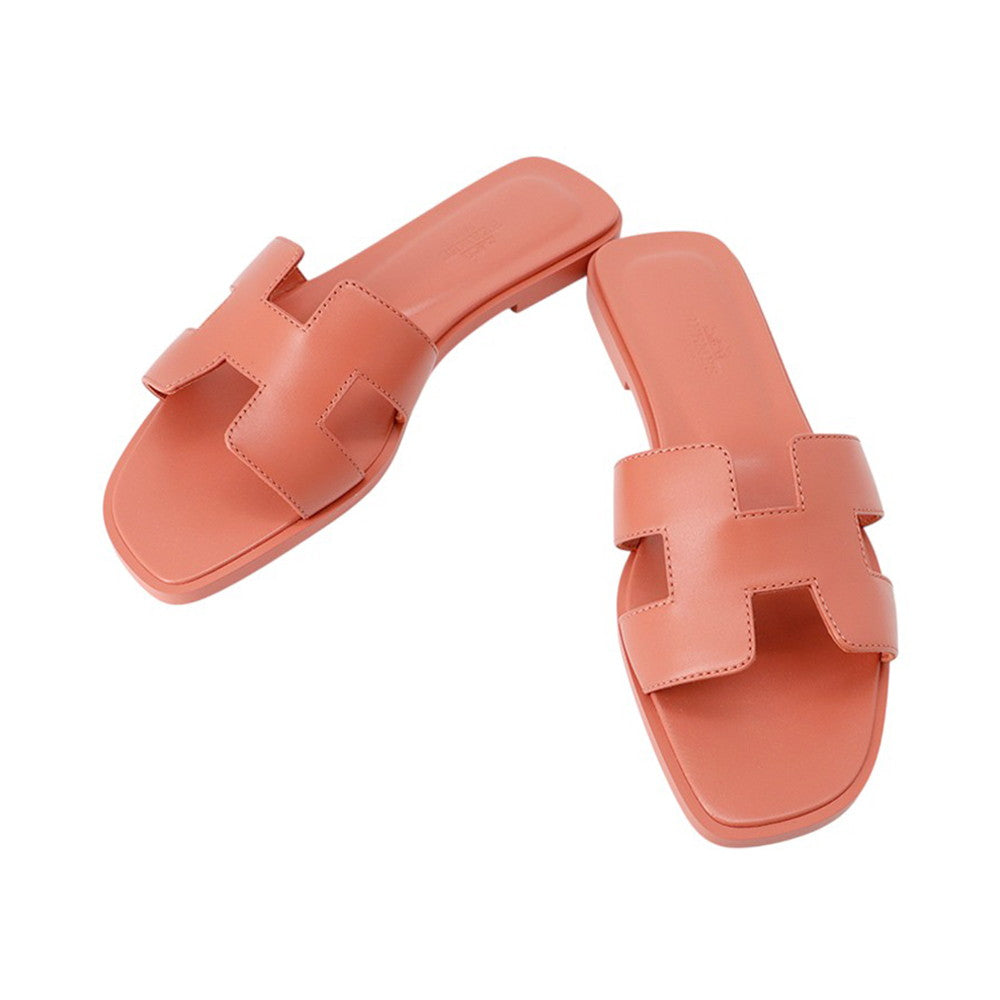 HERMES Sandals Oran PinkH202230Z Calf Leather Size 37